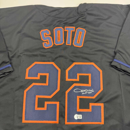 Autographed/Signed Juan Soto New York Black Baseball Jersey Beckett BAS COA