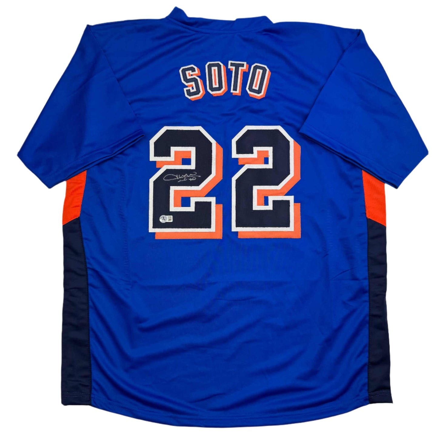 Autographed/Signed Juan Soto New York Blue Baseball Jersey Beckett BAS COA