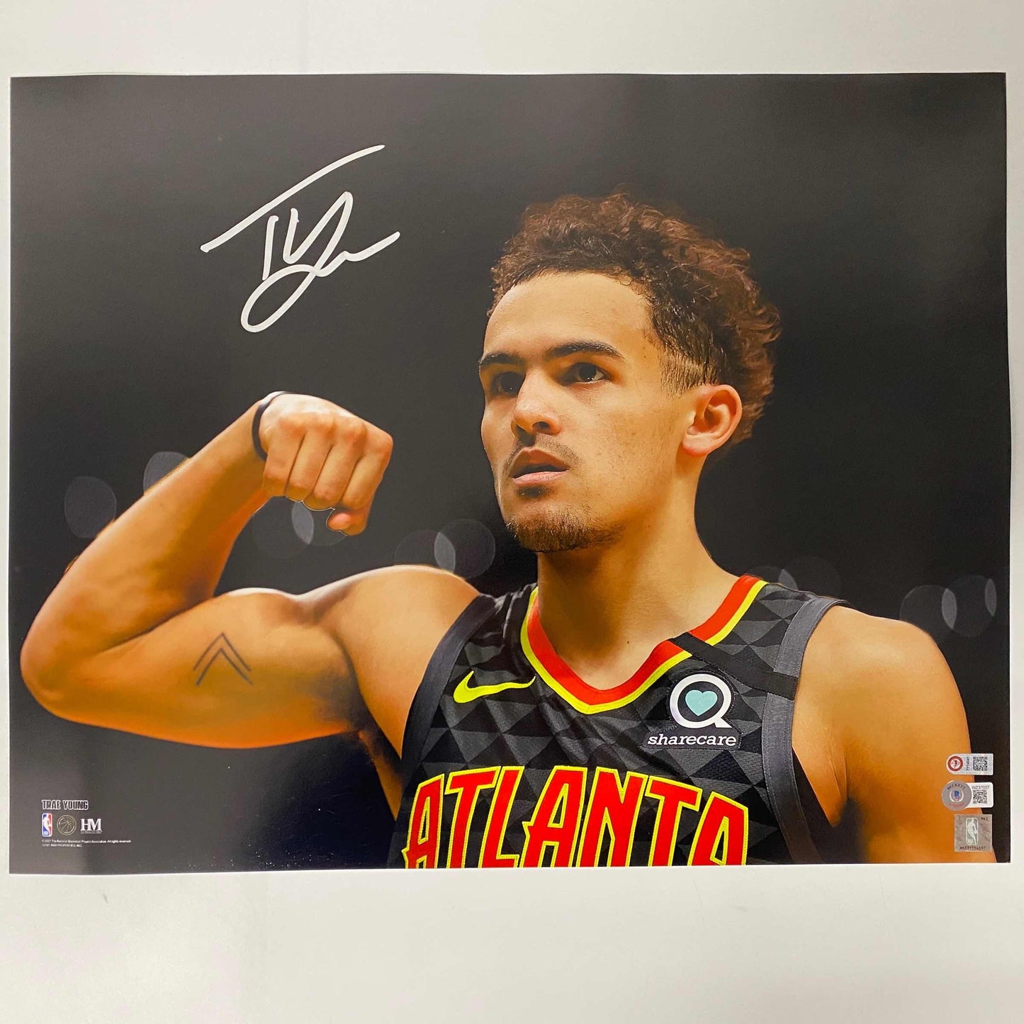 Autographed/Signed Trae Young Atlanta Hawks 16x20 Basketball Photo Beckett BAS COA