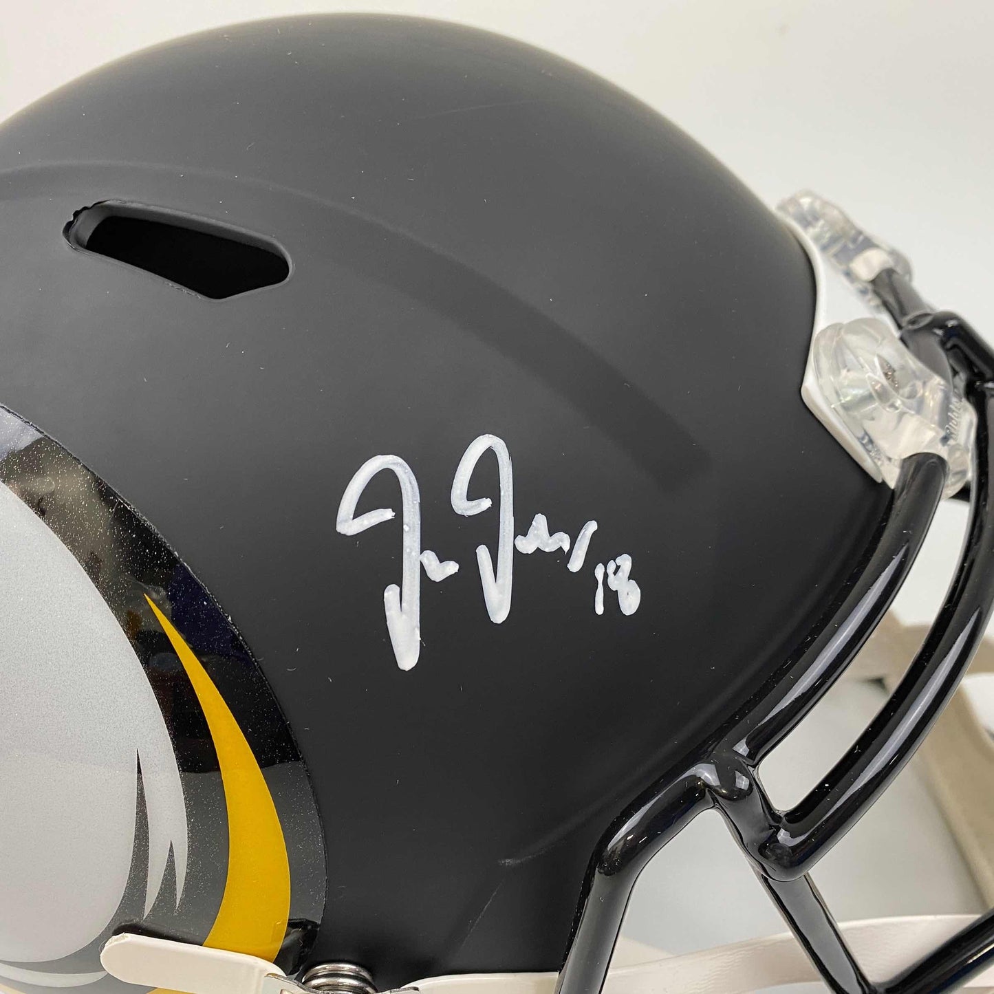 Autographed/Signed Justin Jefferson Minnesota Vikings Amp Full Size FS F/S Replica Football Helmet Beckett BAS COA