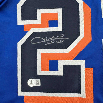 Autographed/Signed Juan Soto New York Blue Baseball Jersey Beckett BAS COA