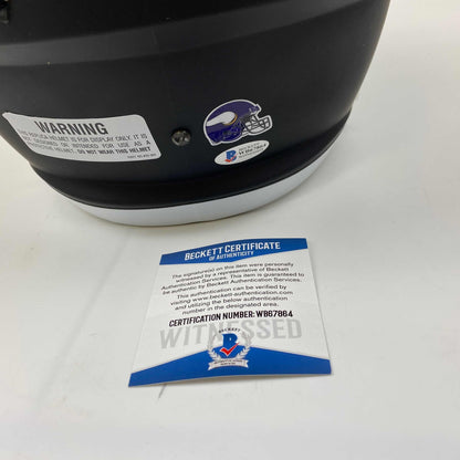 Autographed/Signed Justin Jefferson Minnesota Vikings Amp Full Size FS F/S Replica Football Helmet Beckett BAS COA