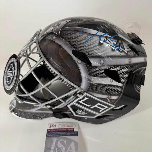 Autographed/Signed Jonathan Quick Los Angeles Kings Full Size F/S Replica Hockey Helmet Goalie Mask JSA COA