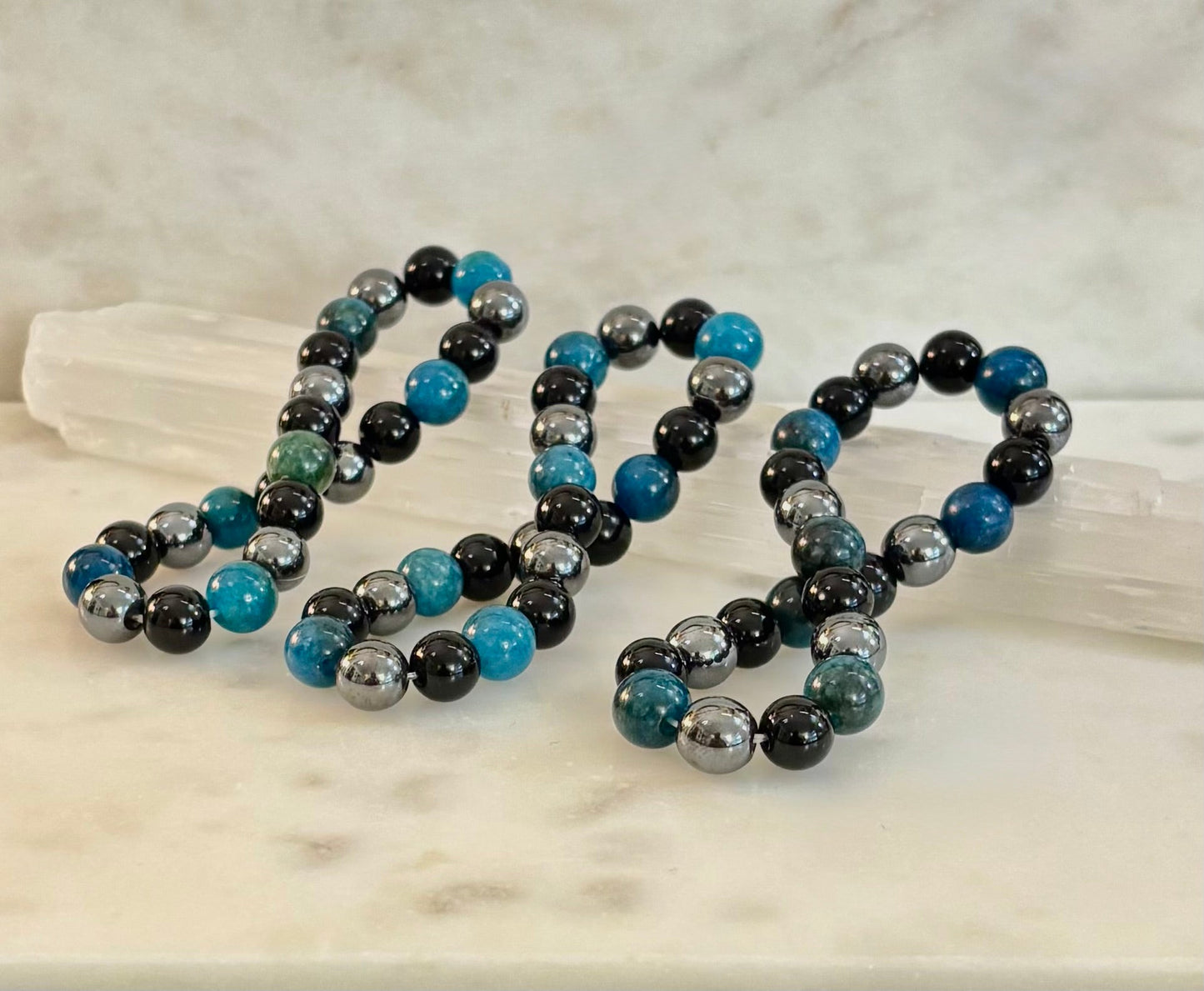 Reiki-Infused Triple Protection Bracelet for Grounding, Mental Clarity & Complete Energy Shielding (8mm)