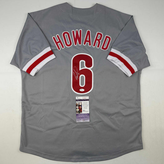 Autographed/Signed Ryan Howard Philadelphia Grey Baseball Jersey JSA COA