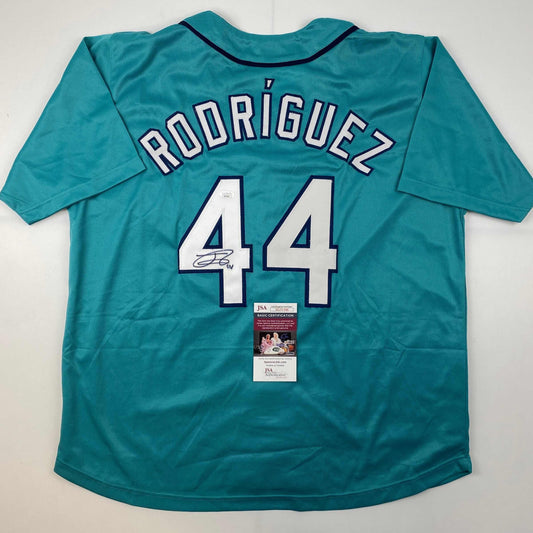 Autographed/Signed Julio Rodriguez Seattle Teal Baseball Jersey JSA COA