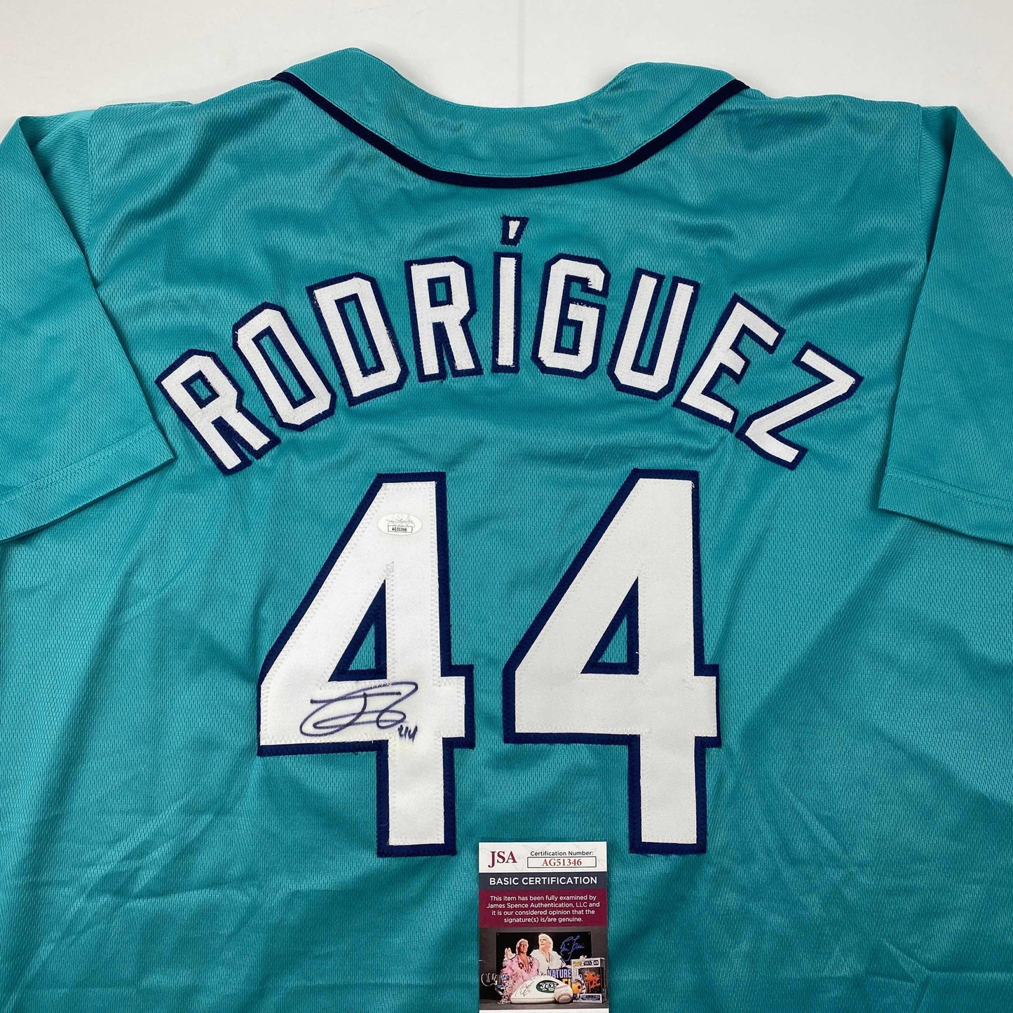 Autographed/Signed Julio Rodriguez Seattle Teal Baseball Jersey JSA COA