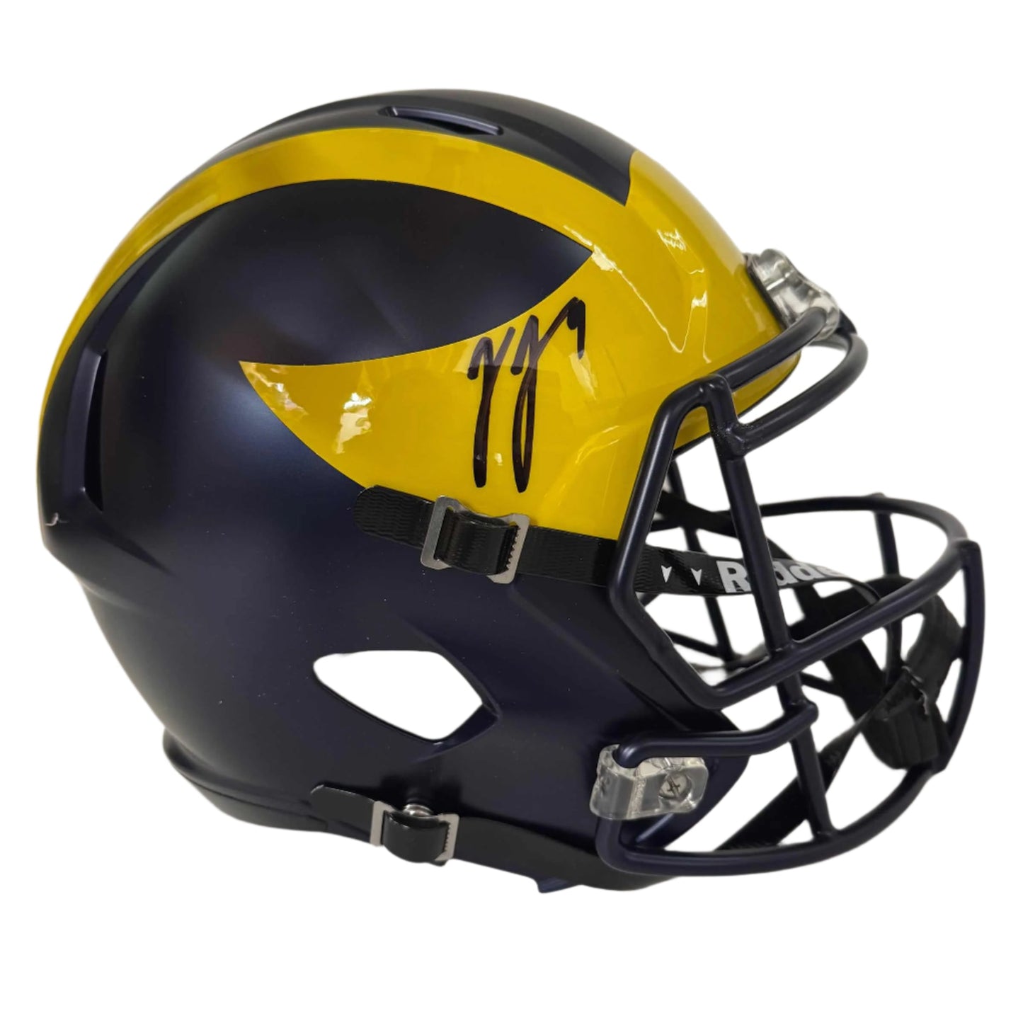 Autographed/Signed JJ J.J. McCarthy Michigan Wolverines Full Size FS F/S Speed Replica College Football Helmet Beckett BAS COA