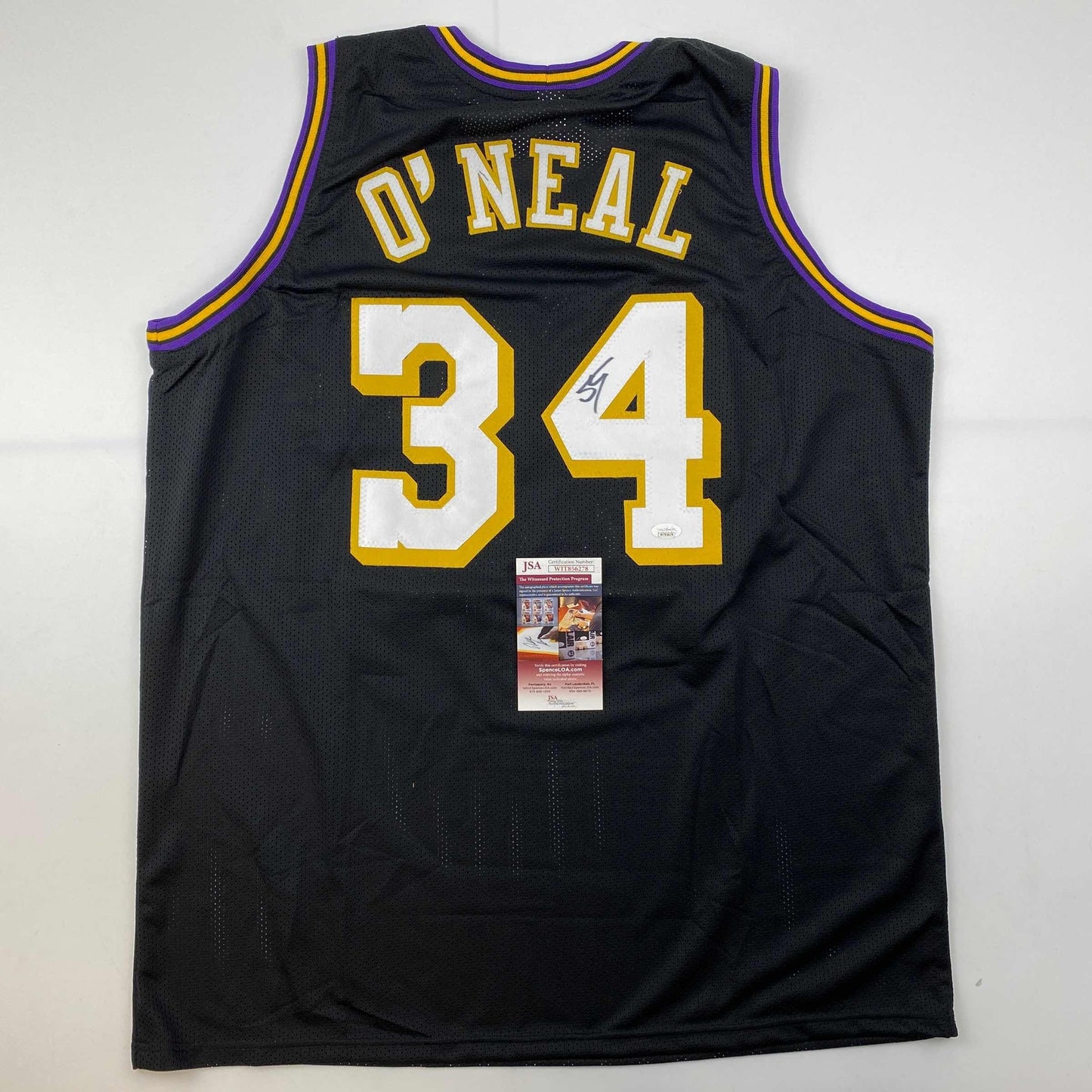 Autographed/Signed Shaquille Shaq O'Neal Los Angeles LA Black Basketball Jersey JSA COA