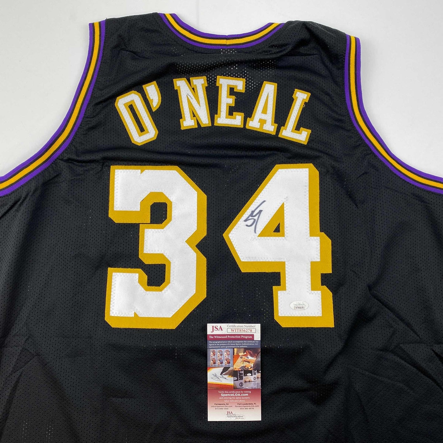 Autographed/Signed Shaquille Shaq O'Neal Los Angeles LA Black Basketball Jersey JSA COA