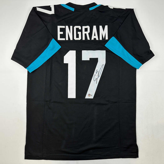 Autographed/Signed Evan Engram Jacksonville Black Football Jersey Beckett BAS COA