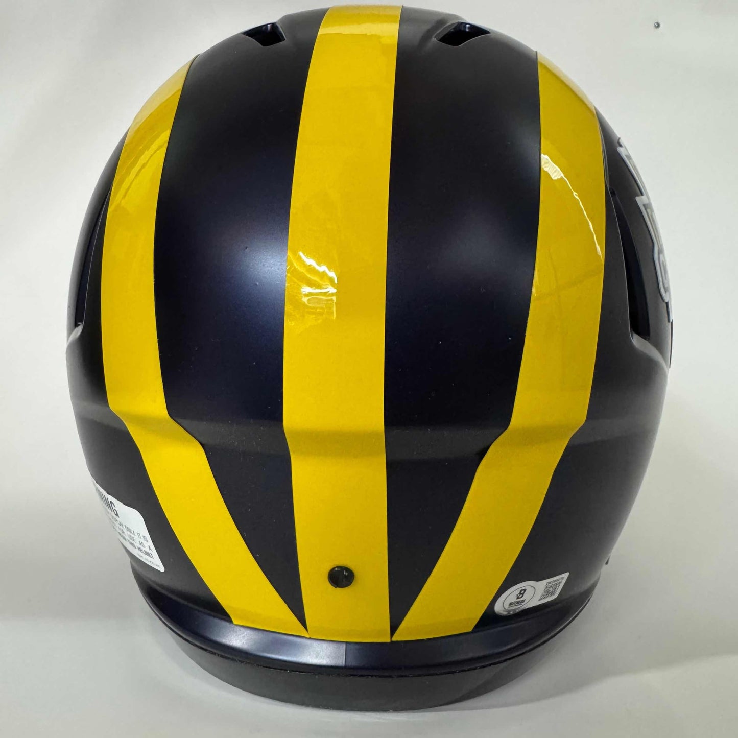 Autographed/Signed JJ J.J. McCarthy Michigan Wolverines 2023 National Champions Logo Full Size FS F/S Speed Replica College Football Helmet Beckett BAS COA