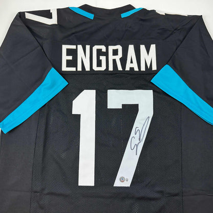 Autographed/Signed Evan Engram Jacksonville Black Football Jersey Beckett BAS COA