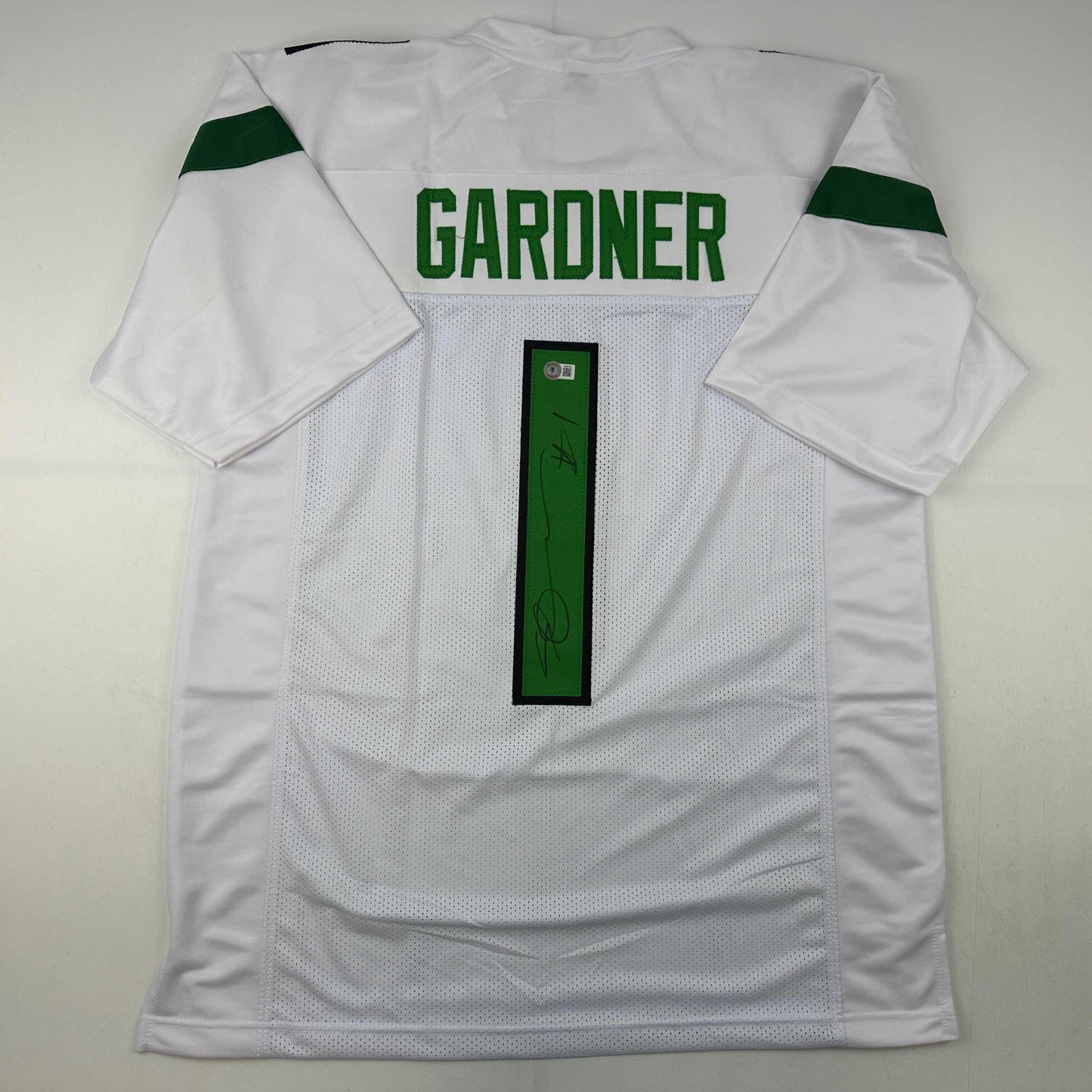 Autographed/Signed Ahmad Sauce Gardner New York White Football Jersey Beckett BAS COA