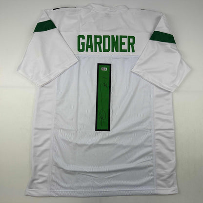 Autographed/Signed Ahmad Sauce Gardner New York White Football Jersey Beckett BAS COA