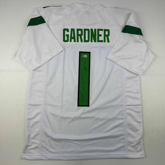 Autographed/Signed Ahmad Sauce Gardner New York White Football Jersey Beckett BAS COA
