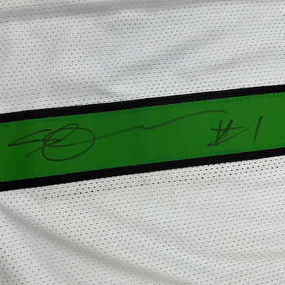 Autographed/Signed Ahmad Sauce Gardner New York White Football Jersey Beckett BAS COA