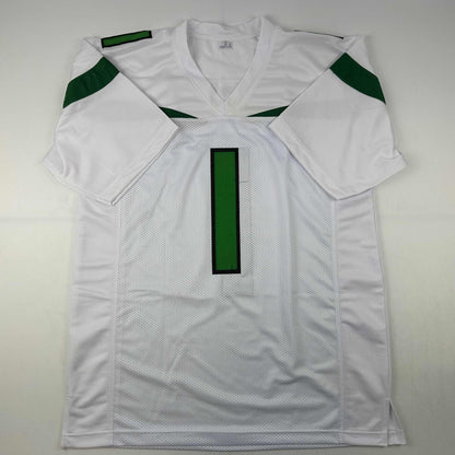 Autographed/Signed Ahmad Sauce Gardner New York White Football Jersey Beckett BAS COA