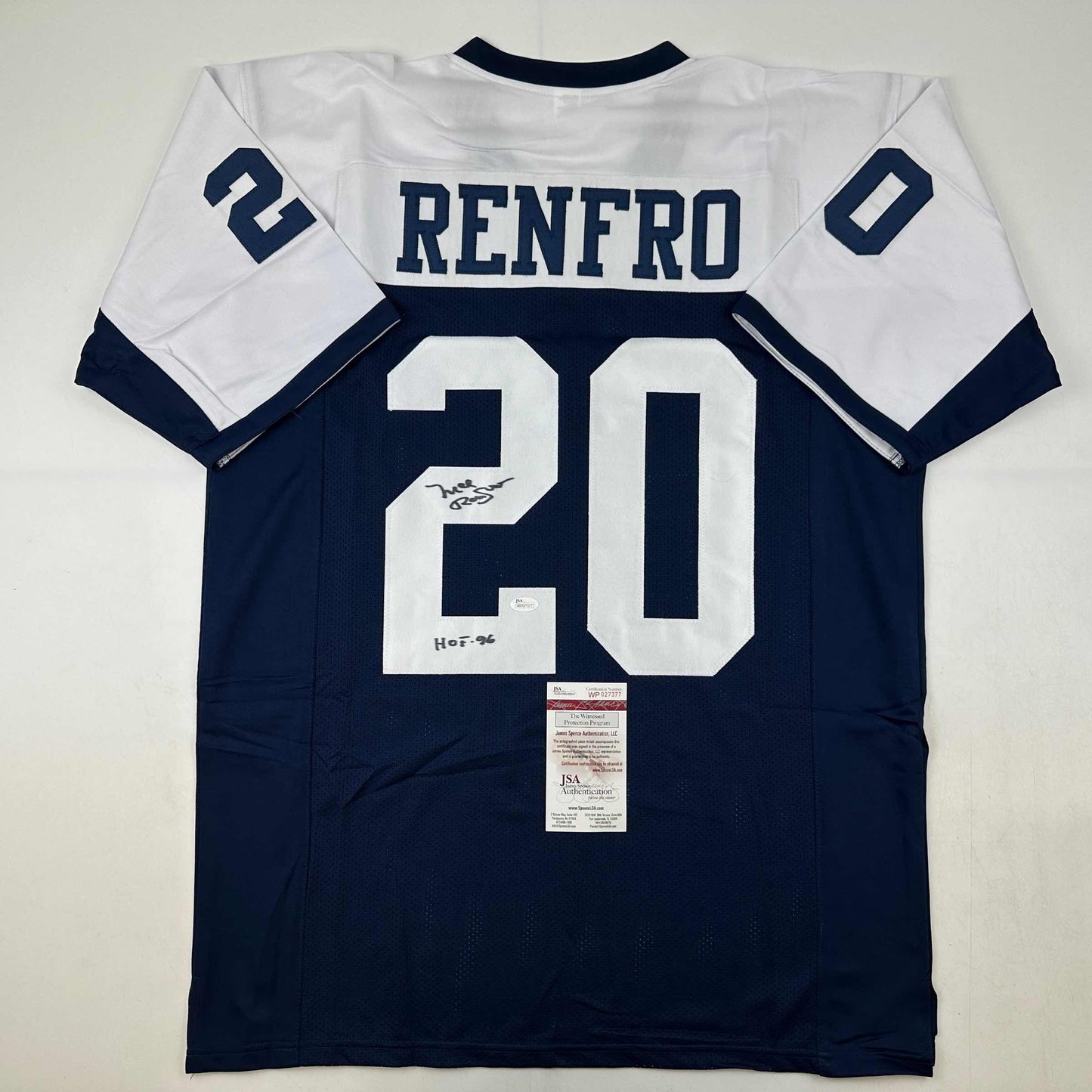 Autographed/Signed Mel Renfro HOF 96 Dallas Thanksgiving Day Football Jersey JSA COA