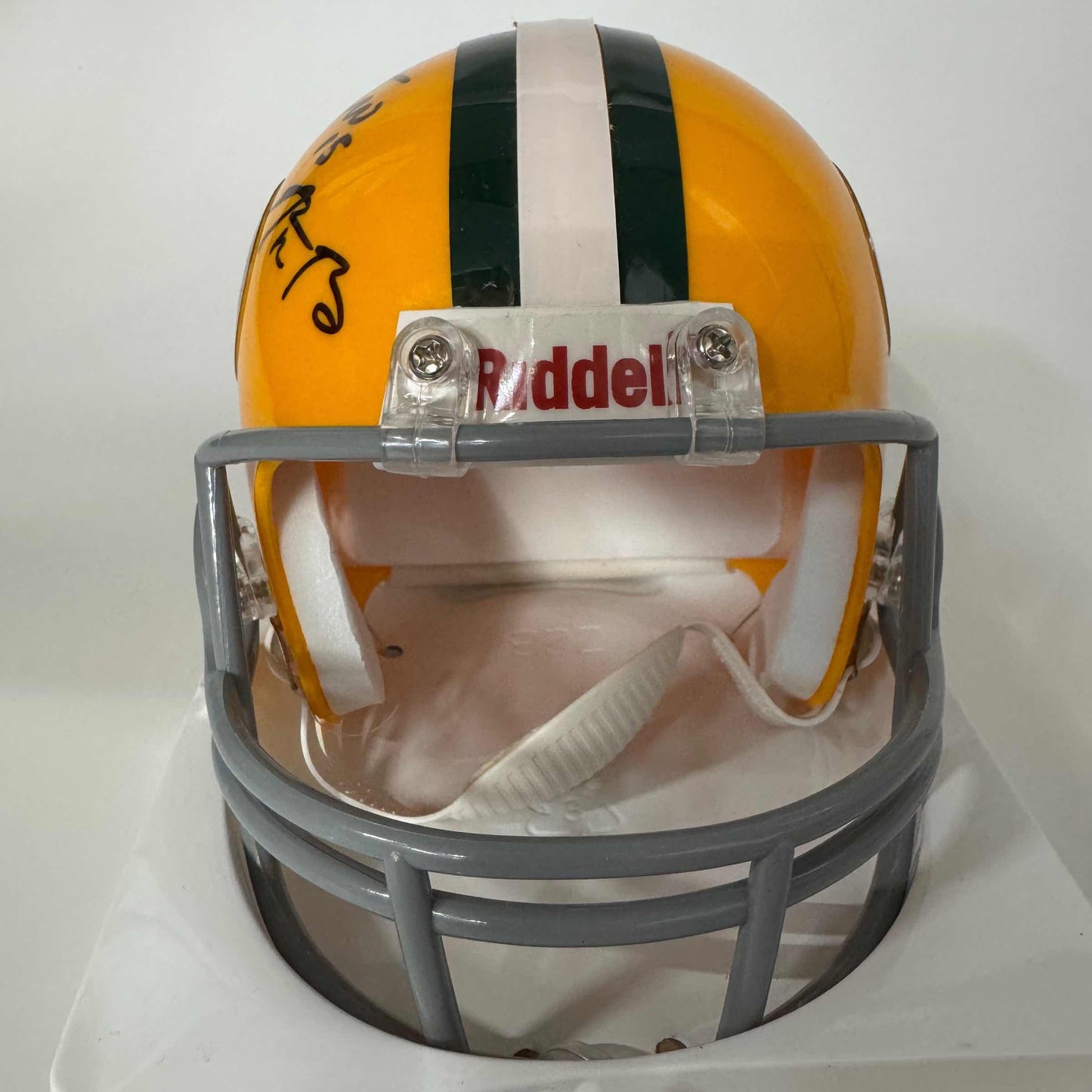 Autographed/Signed Bart Starr & Aaron Rodgers Dual Green Bay Packers Football Mini Helmet Steiner Sports COA