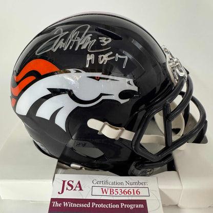 Autographed/Signed Terrell Davis HOF 17 Denver Broncos Speed Mini Football Helmet JSA COA