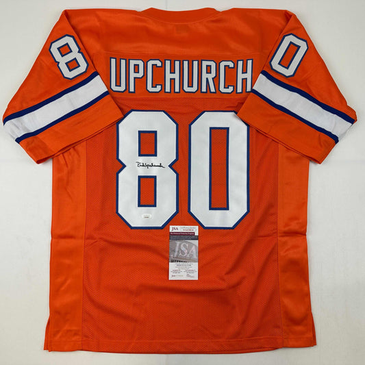Autographed/Signed Rick Upchurch Denver Orange Football Jersey JSA COA