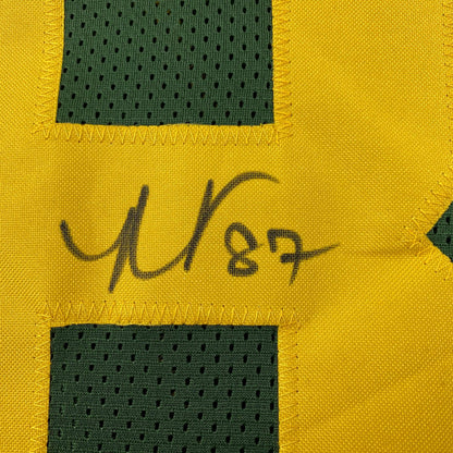 Autographed/Signed Romeo Doubs Green Bay Color Rush Green Football Jersey JSA COA