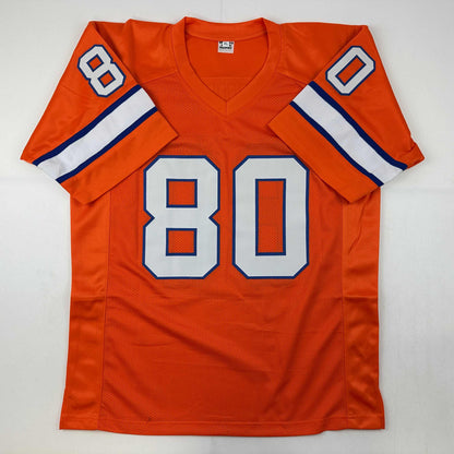 Autographed/Signed Rick Upchurch Denver Orange Football Jersey JSA COA