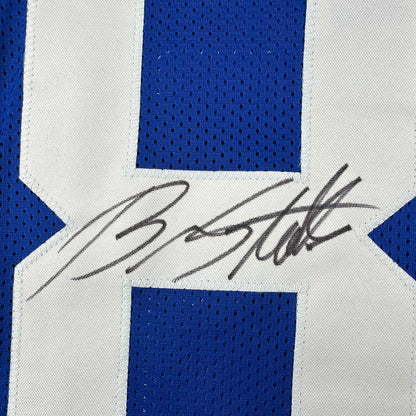Autographed/Signed Brandon Stokley Indianapolis Blue Football Jersey JSA COA