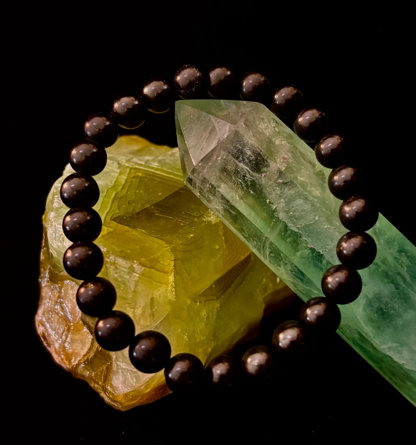 Reiki-Infused Authentic Karelian Shungite Bracelet for EMF Shielding, Detoxification & Deep Grounding (8mm)