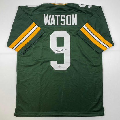 Autographed/Signed Christian Watson Green Bay Green Football Jersey Beckett BAS COA