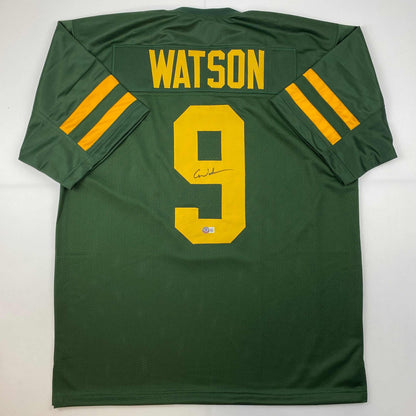 Autographed/Signed Christian Watson Green Bay Color Rush Green Football Jersey Beckett BAS COA