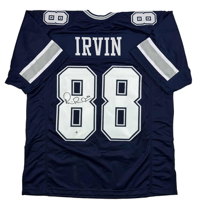 Autographed/Signed Michael Irvin Dallas Blue Football Jersey JSA COA