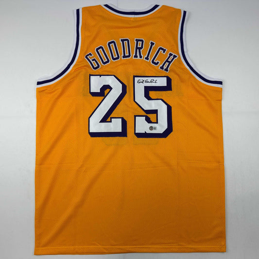 Autographed/Signed Gail Goodrich Los Angeles LA Yellow Basketball Jersey Beckett BAS COA