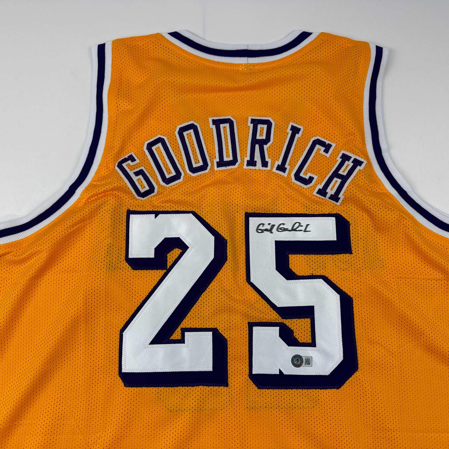 Autographed/Signed Gail Goodrich Los Angeles LA Yellow Basketball Jersey Beckett BAS COA