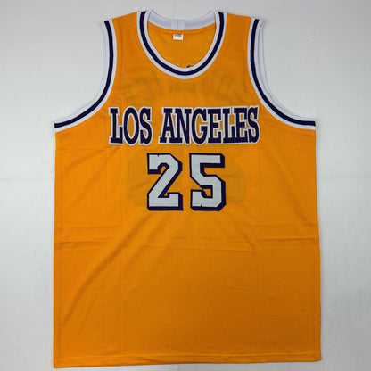Autographed/Signed Gail Goodrich Los Angeles LA Yellow Basketball Jersey Beckett BAS COA