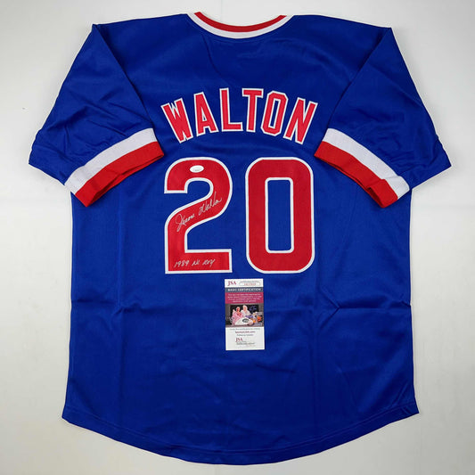 Autographed/Signed Jerome Walton 1989 NL ROY Chicago Blue Baseball Jersey JSA COA