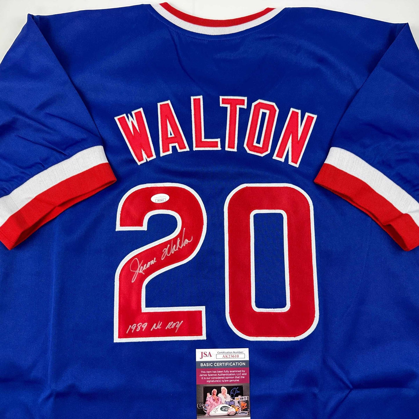 Autographed/Signed Jerome Walton 1989 NL ROY Chicago Blue Baseball Jersey JSA COA