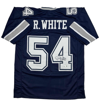Autographed/Signed Randy White HOF 94 Dallas Blue Football Jersey JSA COA