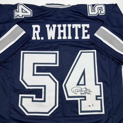 Autographed/Signed Randy White HOF 94 Dallas Blue Football Jersey JSA COA