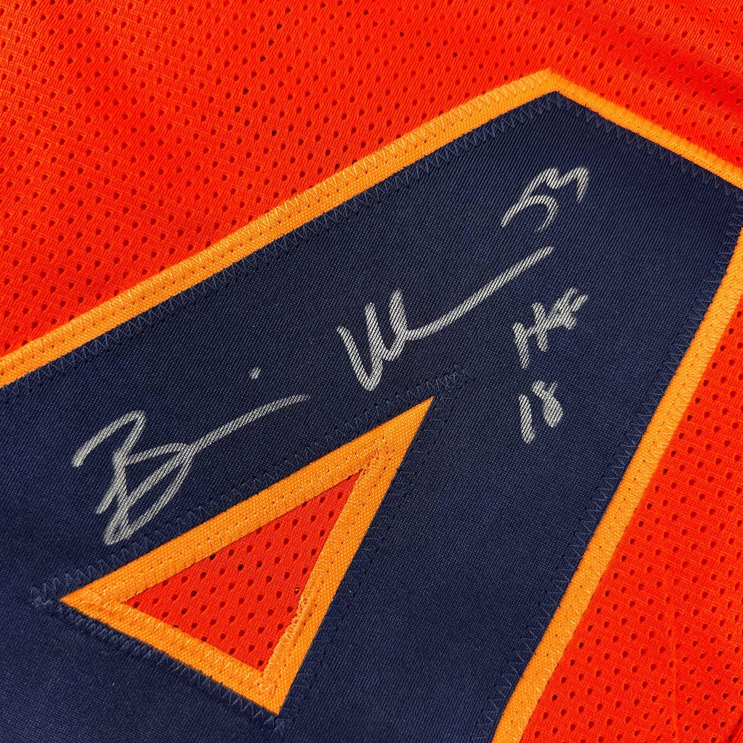 Autographed/Signed Brian Urlacher HOF 18 Chicago Orange Retro Football Jersey Beckett BAS COA