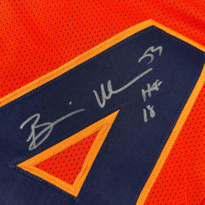Autographed/Signed Brian Urlacher HOF 18 Chicago Orange Retro Football Jersey Beckett BAS COA