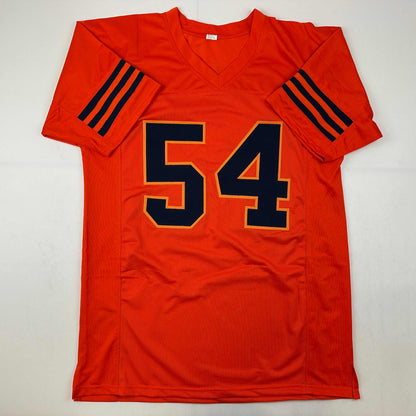 Autographed/Signed Brian Urlacher HOF 18 Chicago Orange Retro Football Jersey Beckett BAS COA