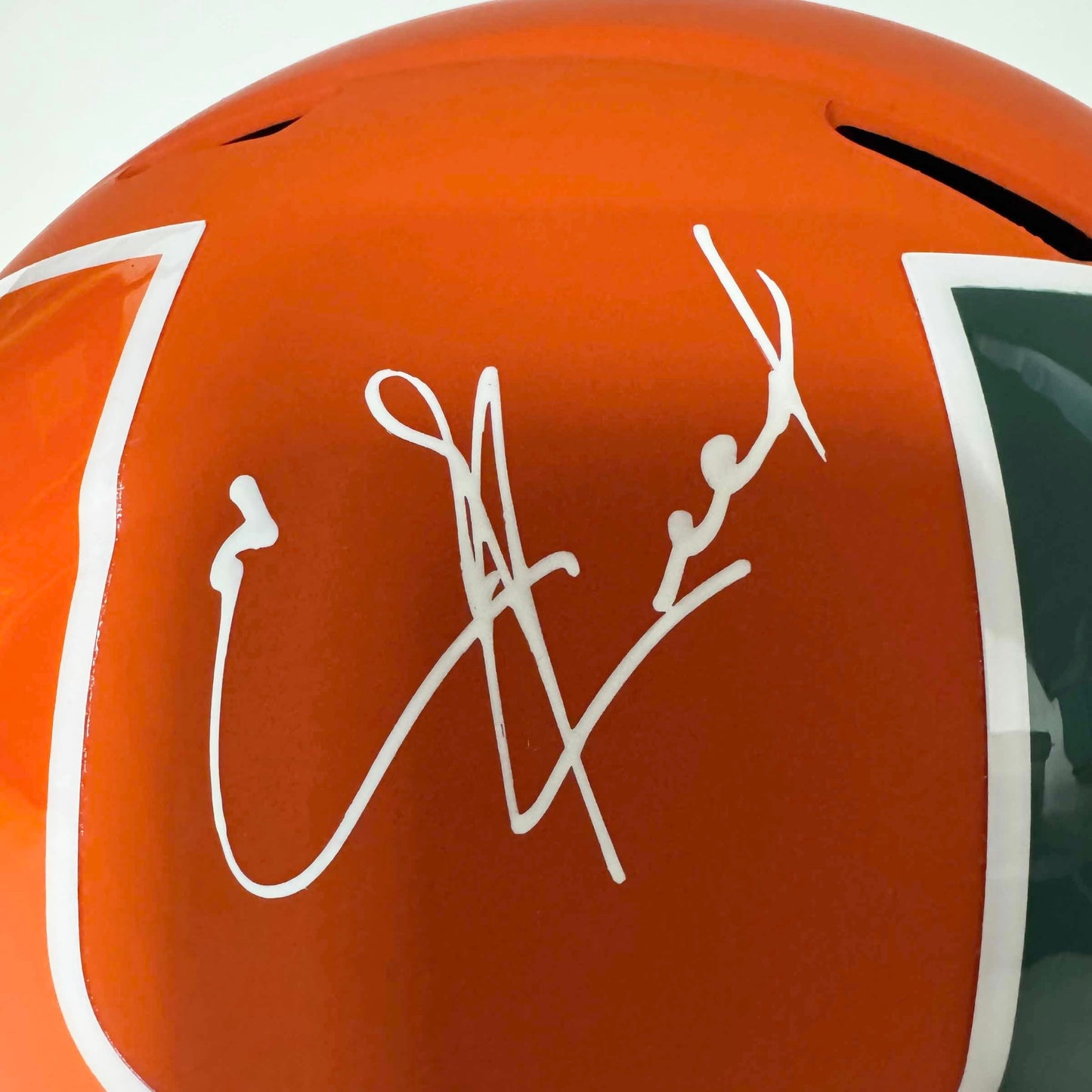 Autographed/Signed Ed Reed Miami Hurricanes Full Size FS F/S Speed Replica College Football Helmet Beckett BAS COA