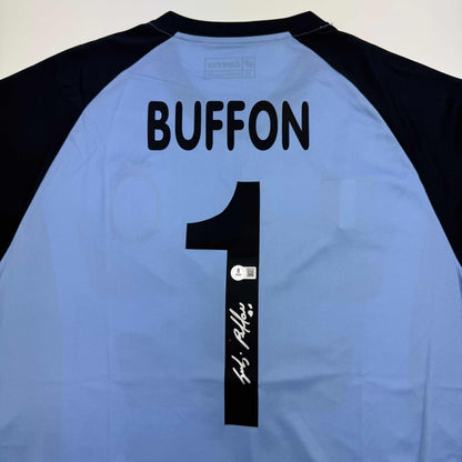 Autographed/Signed Gianluigi Buffon Juventus Blue Soccer Jersey Beckett BAS COA