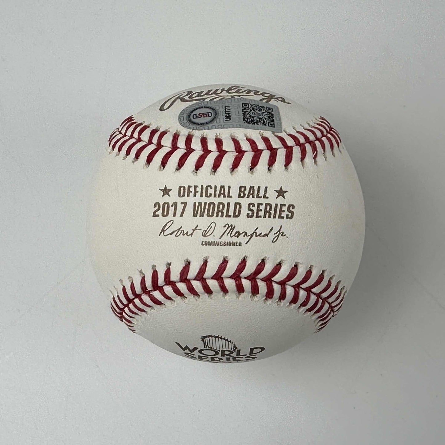 Autographed/Signed George Springer 2017 World Series Champs Rawlings Official Major League Baseball ROML USASM COA