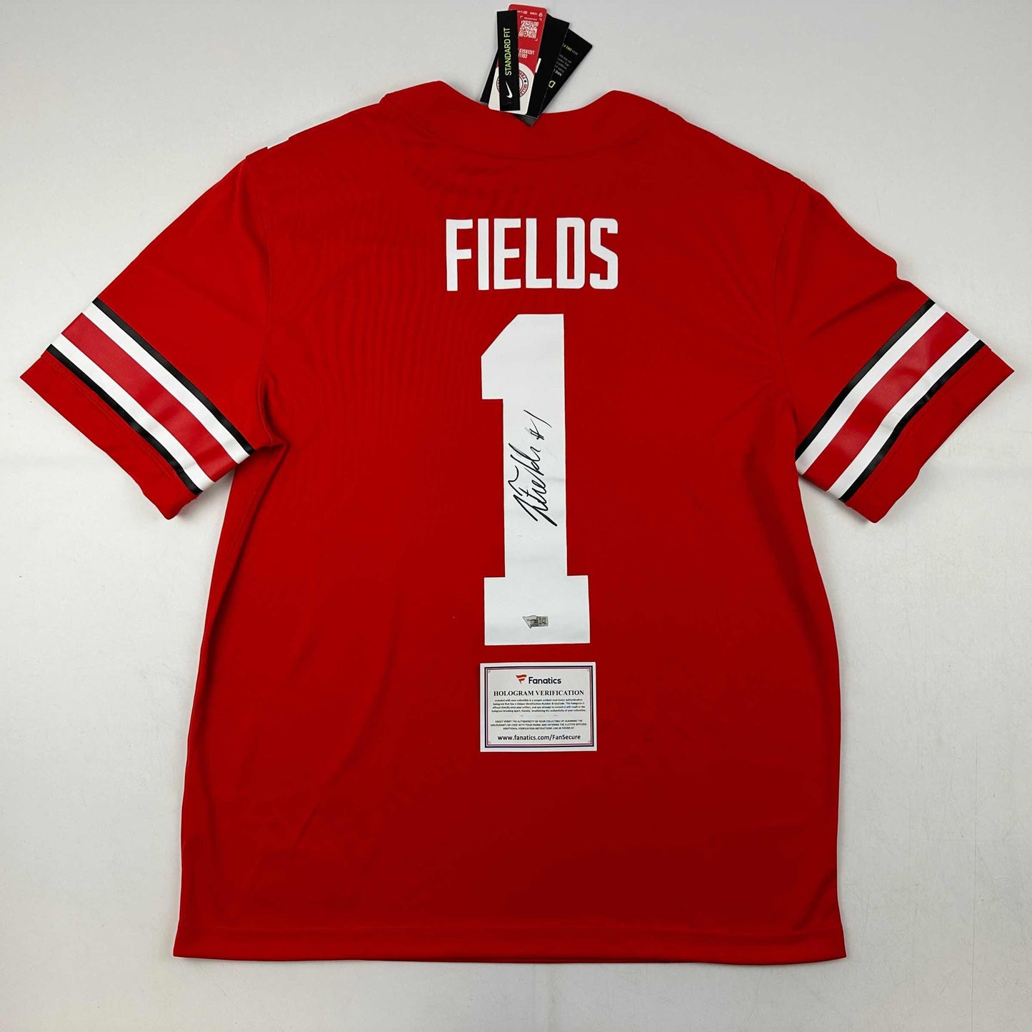 Autographed/Signed Justin Fields Ohio State Buckeyes Red College Football Jersey Fanatics COA