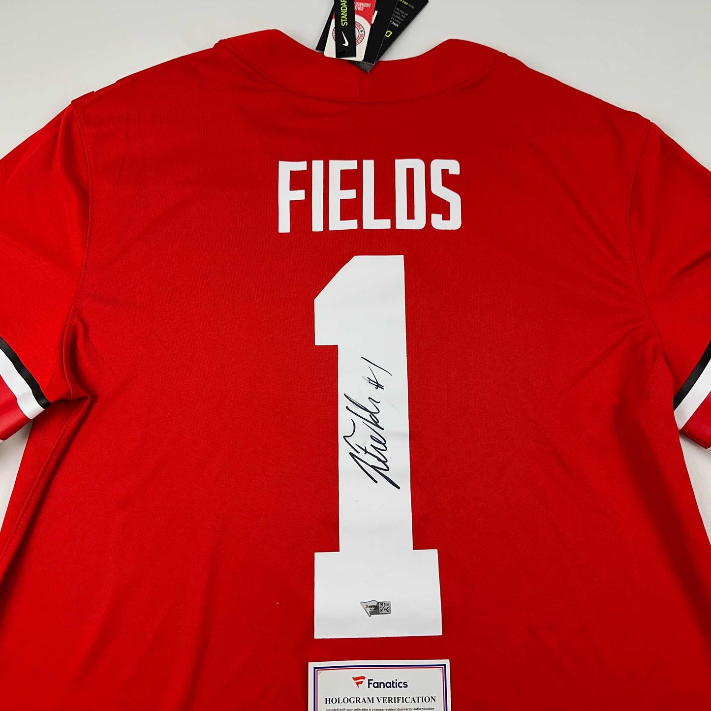 Autographed/Signed Justin Fields Ohio State Buckeyes Red College Football Jersey Fanatics COA
