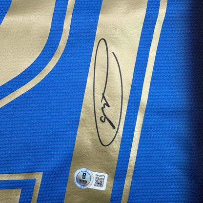 Autographed/Signed Andrea Pirlo Italy Blue Soccer Futbol Jersey Beckett BAS COA