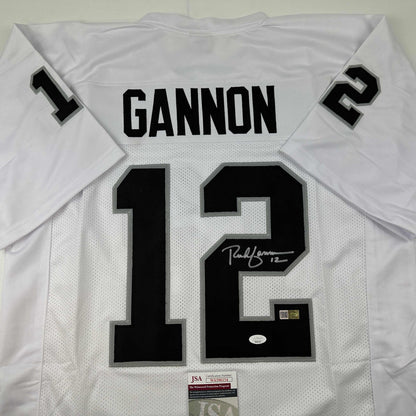 Autographed/Signed Rich Gannon Oakland Las Vegas White Football Jersey JSA COA